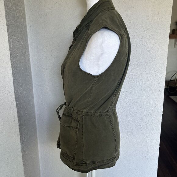 NWT Lucky Brand Green Military Lyocell Vest With Cinch Waist Small (MSRP $99) - Picture 3 of 12